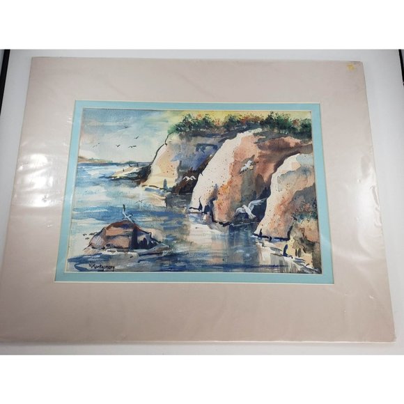 Coastline Reflections Marilyn Montgomery Original Watercolor Painting Art Ocean - Picture 1 of 8